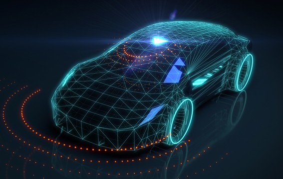 Rendering of an autonomous self driving car