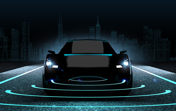 Illustration of autonomous self-driving car 