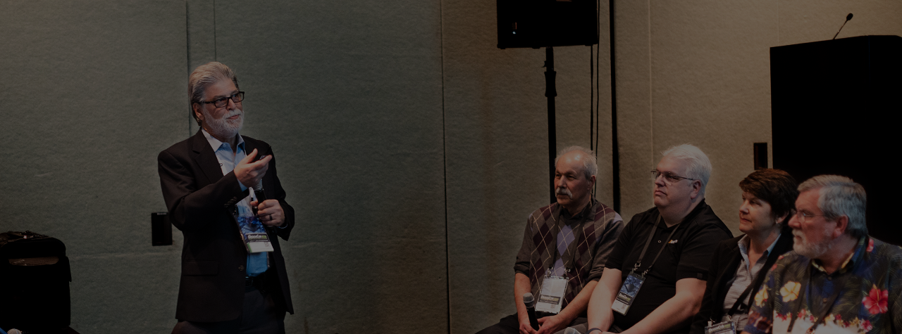 Attendee watching a conference session