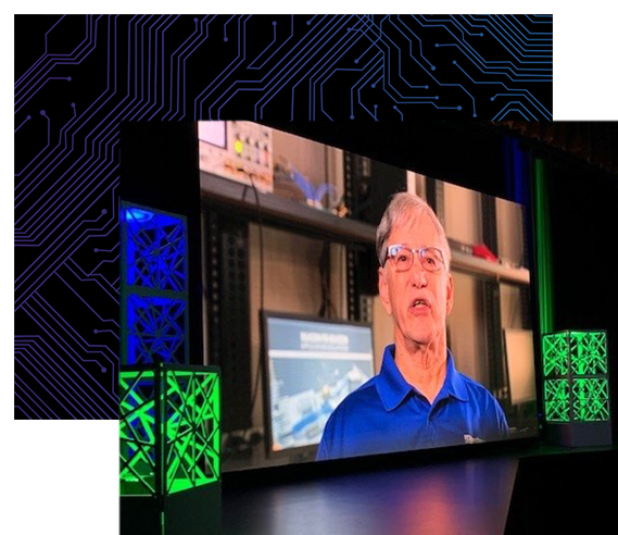 Screen showing video of Engineer of the Year's acceptance speech